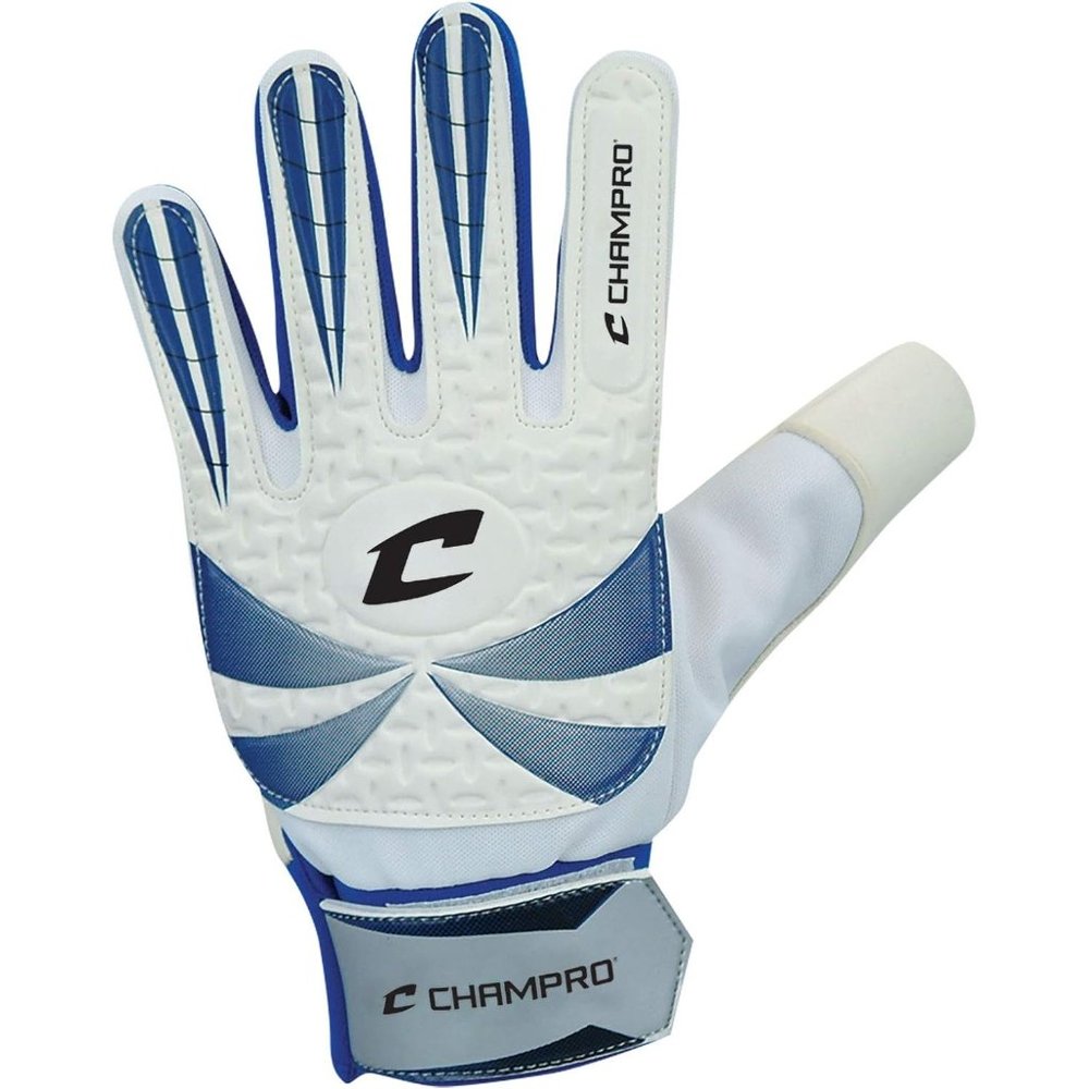 NEW Champro Soccer Futbol Super-Lite‎ Goalie Gloves Adult Size 10 White/Blue
